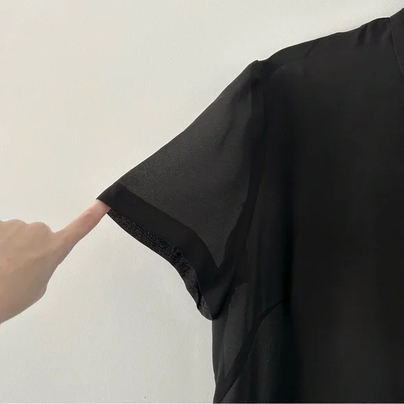 NWT Vintage 1990s-Y2K Danny & Nicole S/S Sheer Longline Blouse w/ Japanese Art - Picture 6 of 12